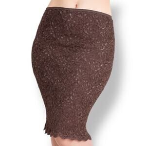 Ann Ferriday Brown Stretch Lace Skirt One Size USA Y2K‎ Romantic Bow Trim Fairy